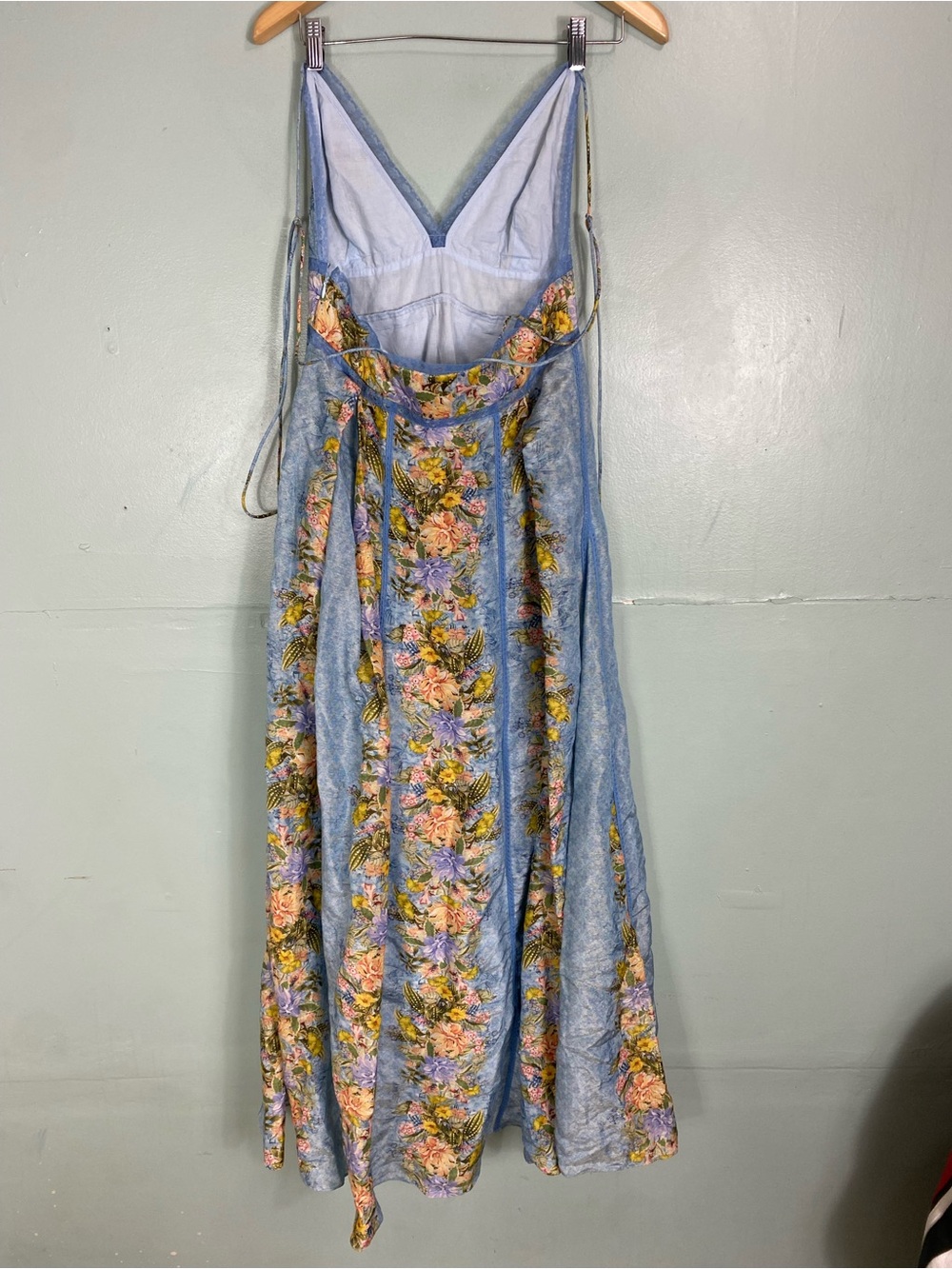 Anthropologie Bhanuni Veil Maxi Dress Blue Sleeveless Floral Lace Trim XS - Picture 4 of 6